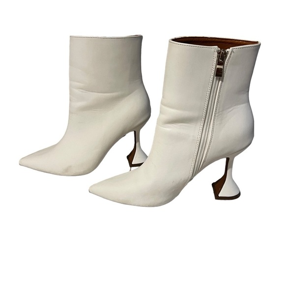 AMINA MUADDI Giorgia Leather Flared Heel Ankle Boots White 40 US Size 10 - Picture 12 of 16